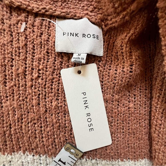 NWT Pink Rose Color block Open Front Cardigan size medium with pockets - Picture 6 of 7